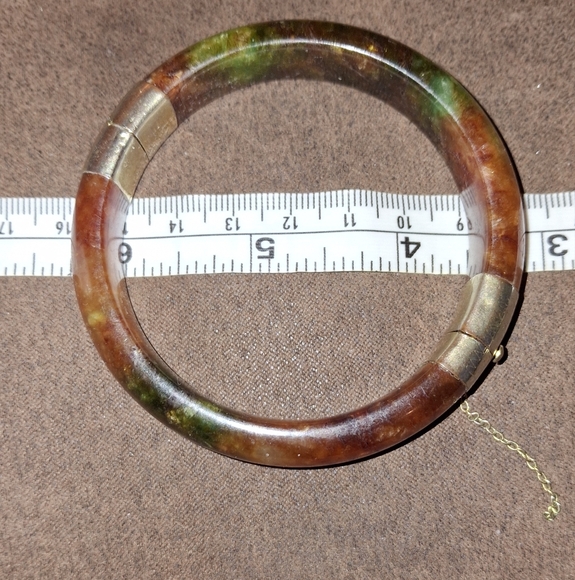 Gemstone 14k gold hinged bangle - Picture 3 of 6